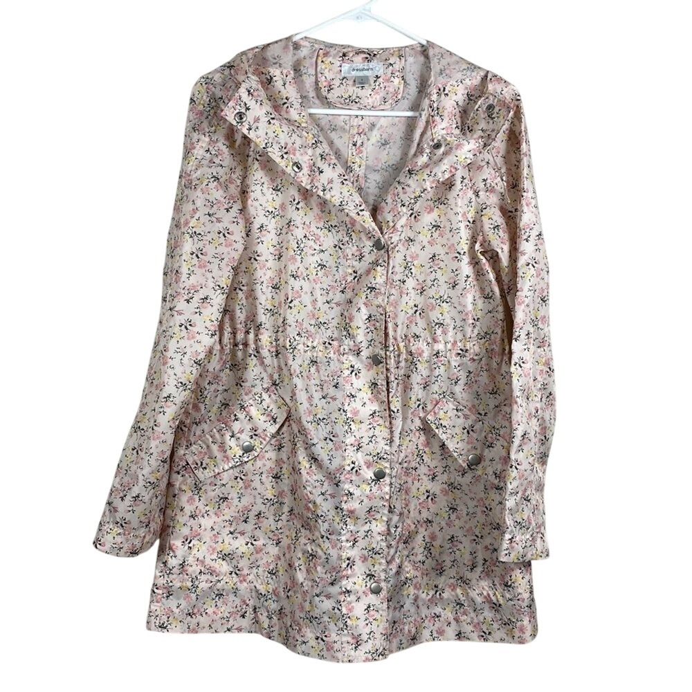 floral print lightweight utility jacket adjustable size small packable travel